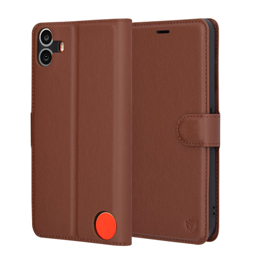 Futrola za Nothing CMF Phone 1, Techsuit, Kožna Folio, Smeđa
