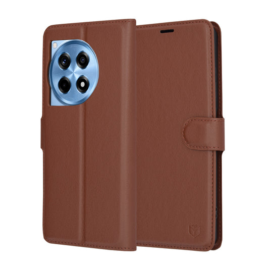 Futrola za OnePlus 12R, Techsuit, Kožna Folio, Smeđa