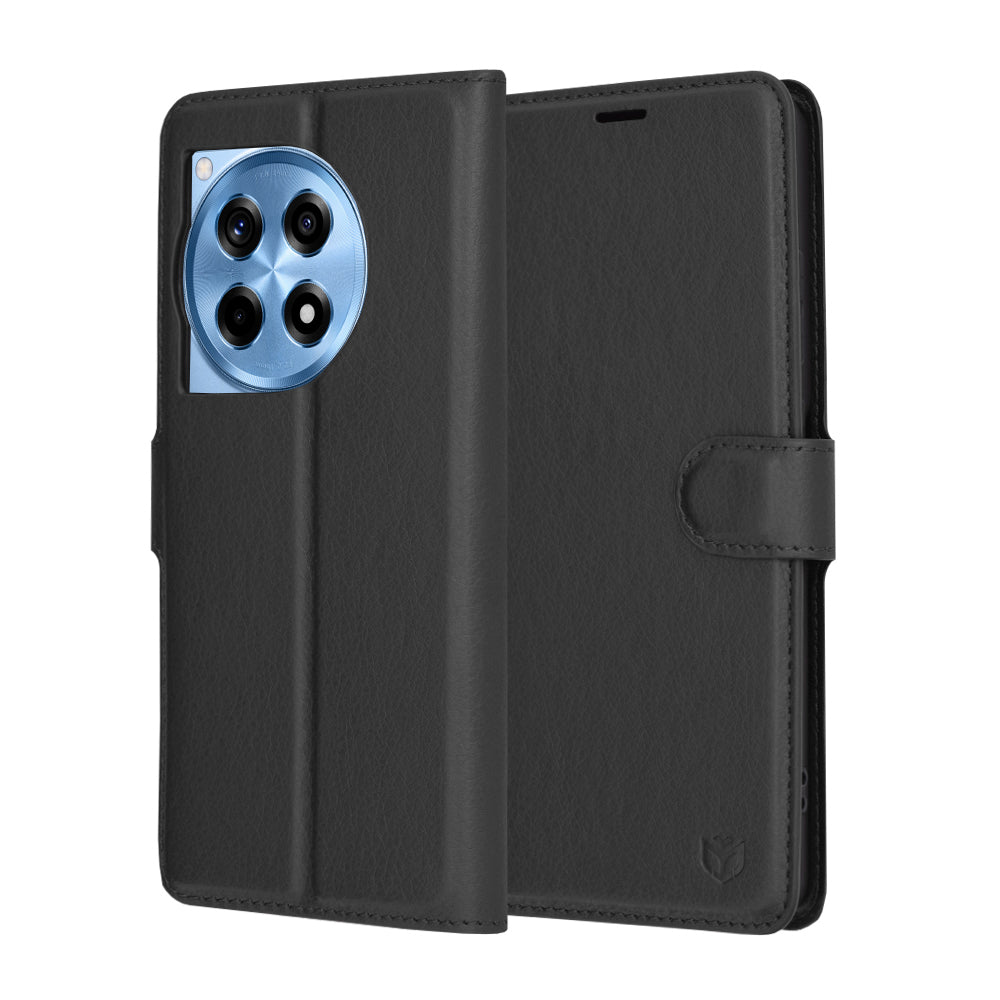 Futrola za OnePlus 12R, Techsuit, Kožna Folio, Crna