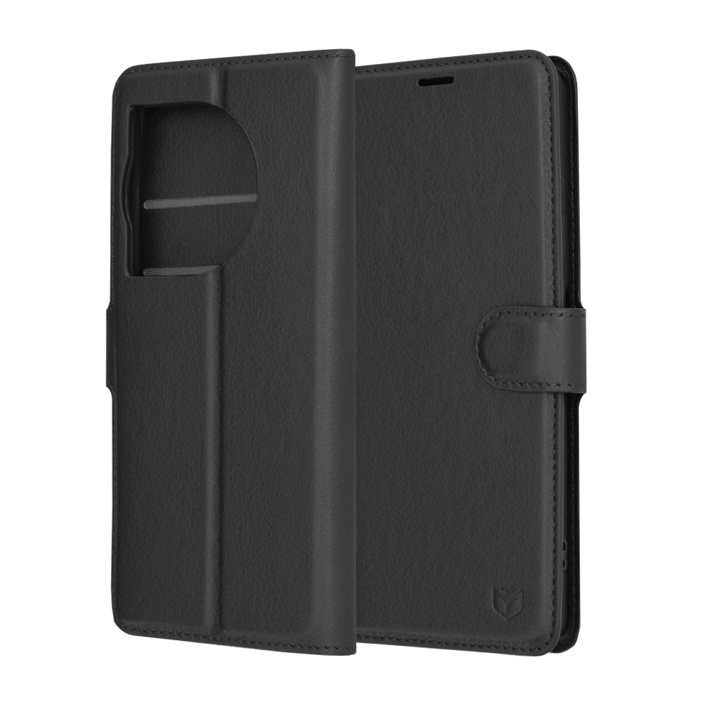 Futrola za OnePlus 12R, Techsuit, Kožna Folio, Crna