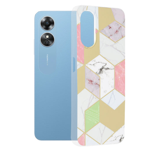 Maska za Oppo A17, Techsuit, Marble, Ljubičasta
