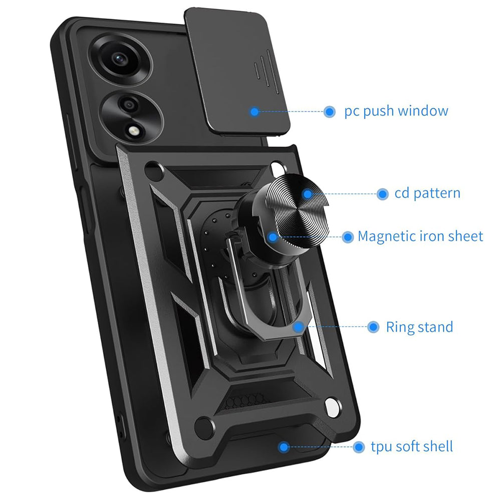 Maska za Oppo A60, Techsuit, CamShield, Crna