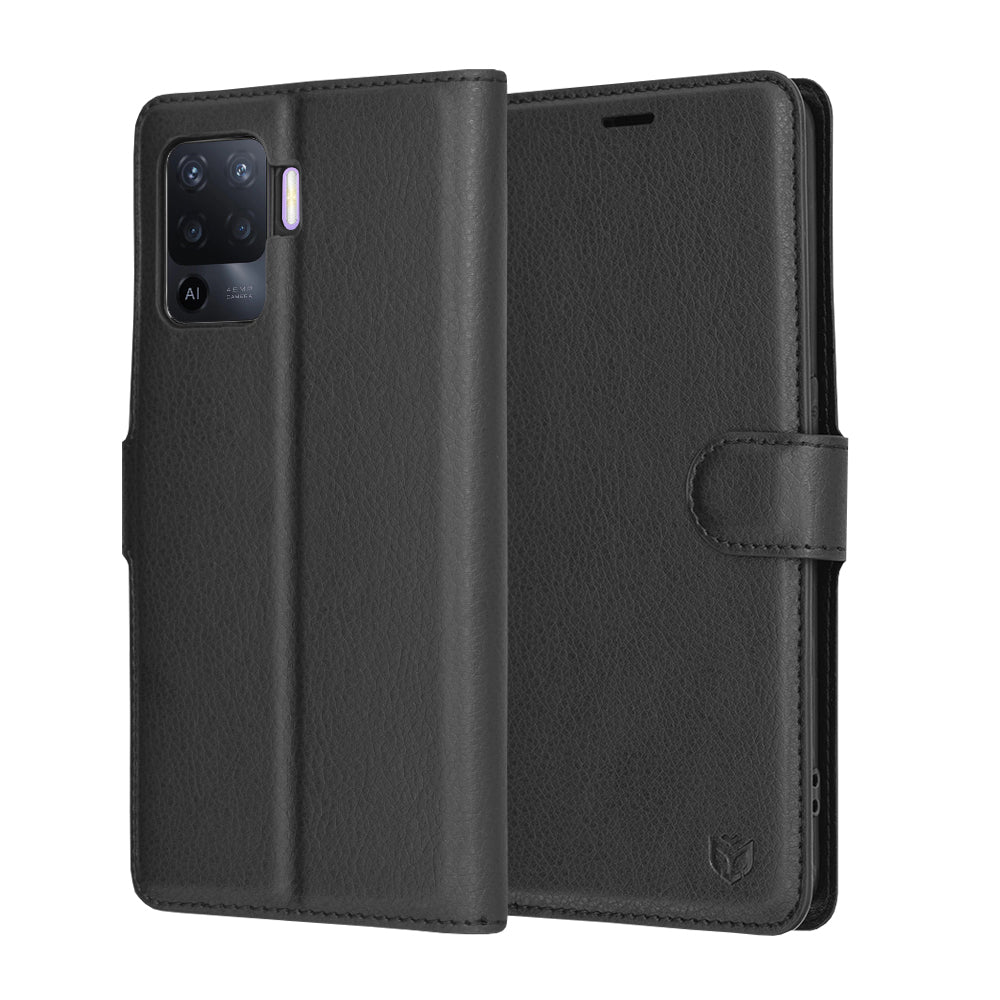 Futrola za Oppo A94 / Reno5 Lite, Techsuit, Leather Folio, Crna