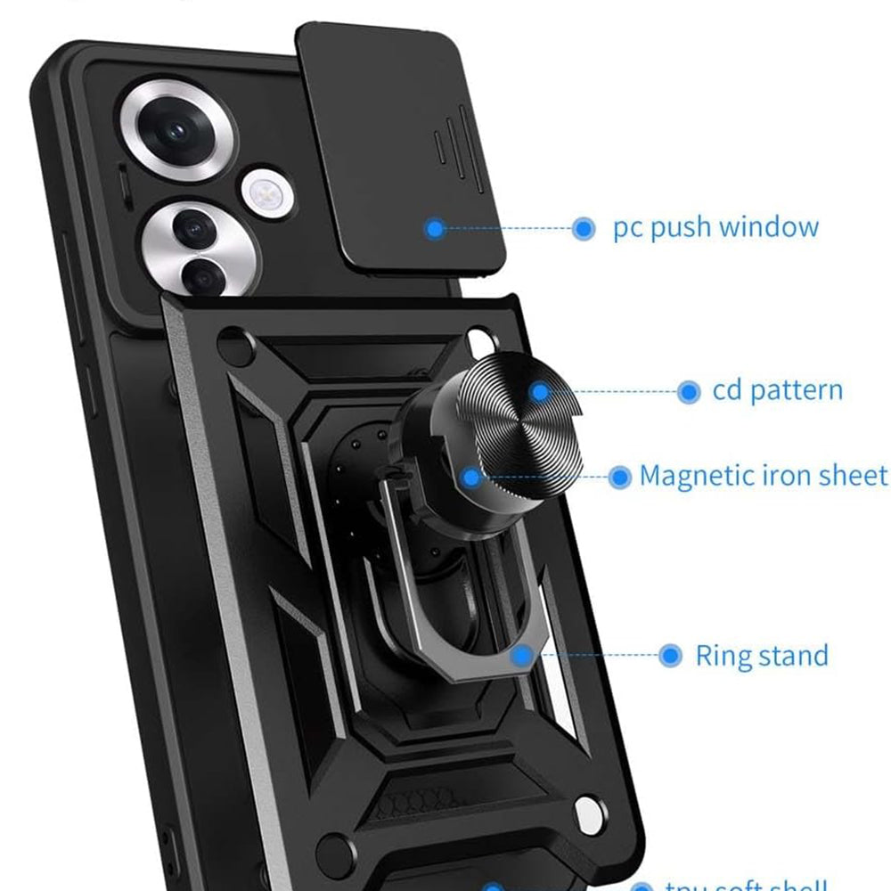 Maska za Oppo Reno11 F, Techsuit, CamShield, Crna