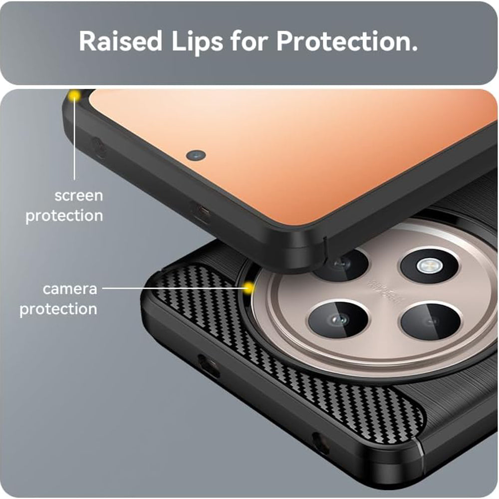 Maska za Oppo Reno12 FS 5G / Reno12 FS 4G / Reno12 F 4G / Reno12 F, Techsuit, Karbon, Crna