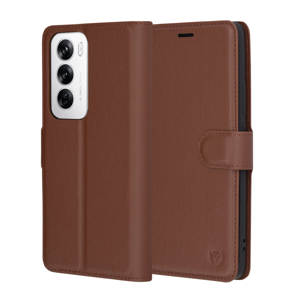 Futrola za Oppo Reno12, Techsuit, Kožna Folio, Smeđa