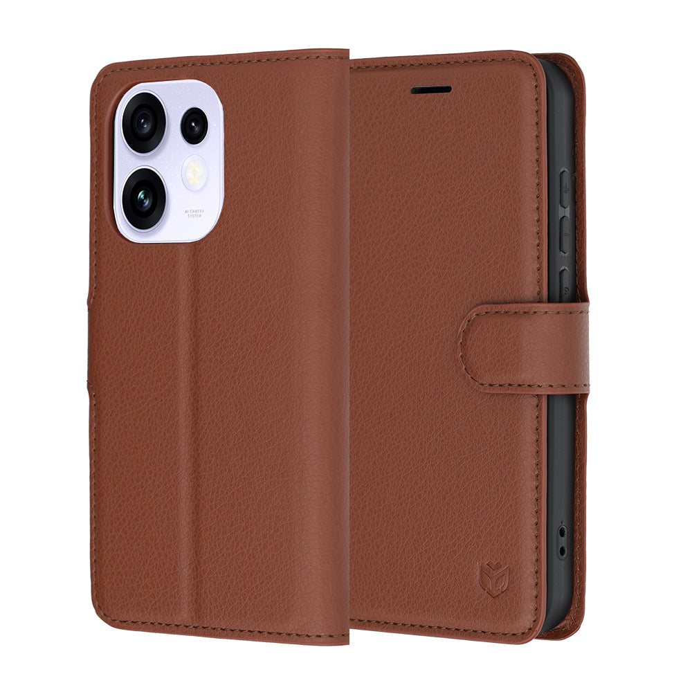 Futrola za Oppo Reno16 / Reno16 Pro, Techsuit, Kožna Folio, Smeđa