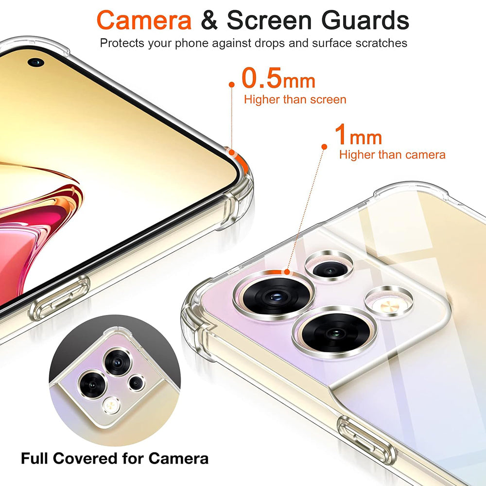 Maska za Oppo Reno8, Techsuit, Shockproof Clear, Prozirna