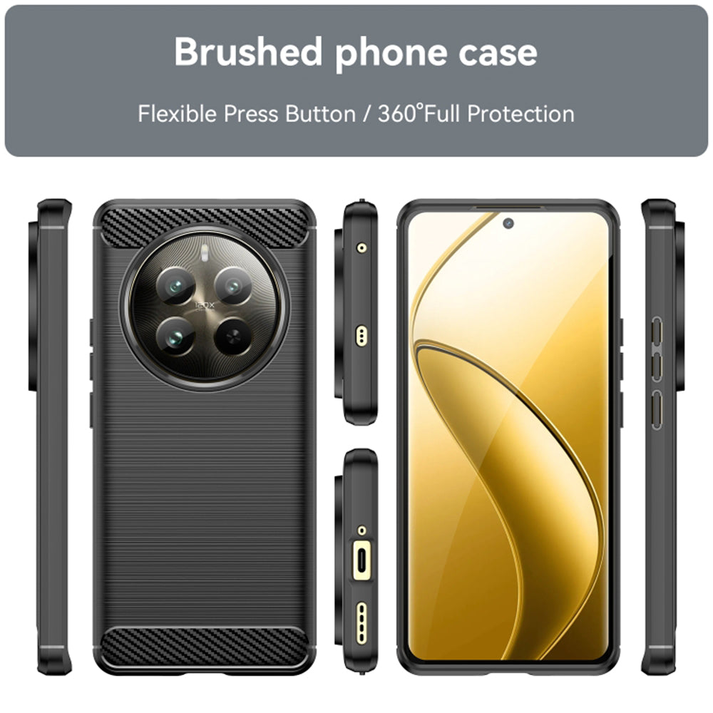 Maska za Realme 12 Pro / 12 Pro+, Techsuit, Karbon, Crna