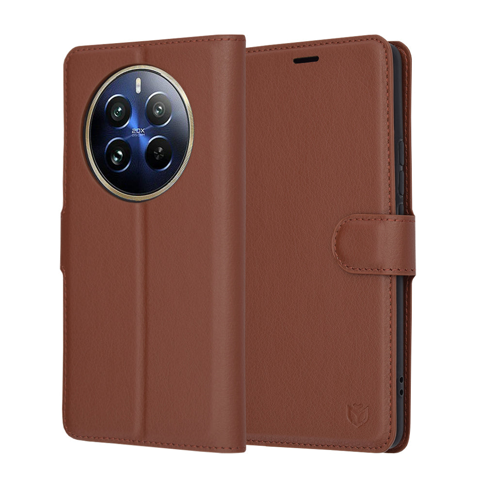 Futrola za Realme 12 Pro / 12 Pro+, Techsuit, Kožna Folio, Smeđa