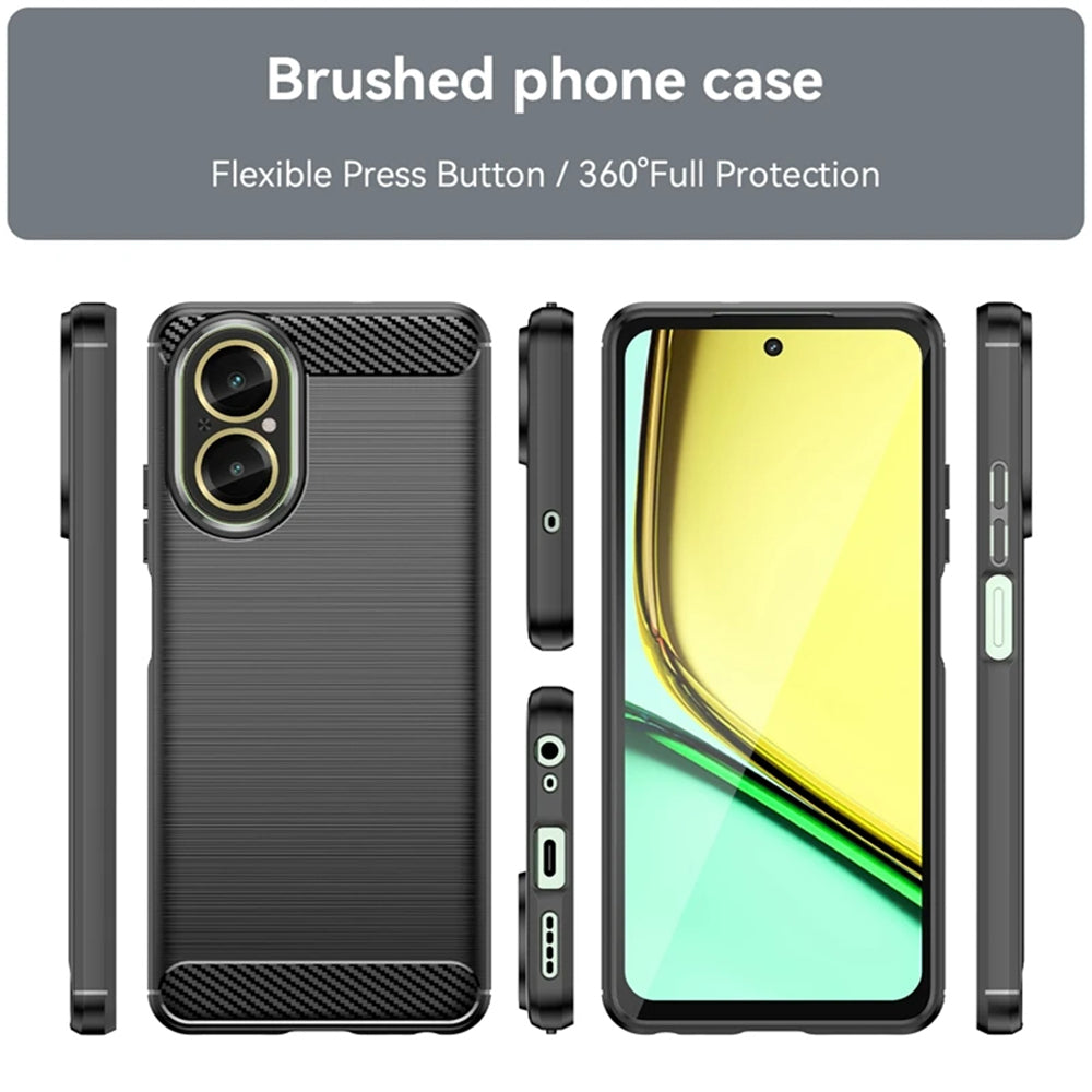 Maska za Realme C67 4G, Techsuit, Karbon, Crna