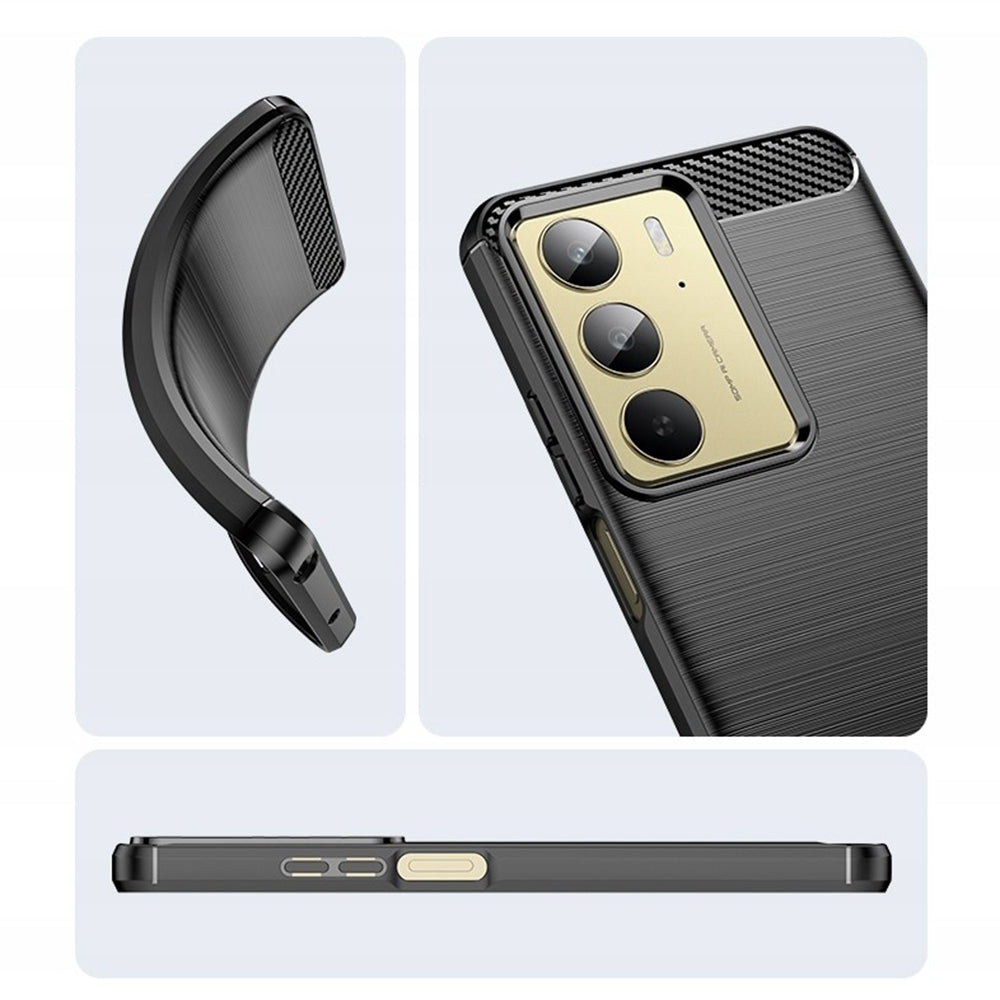 Maska za Realme C75 5G / 14x, Techsuit, Karbon, Crna