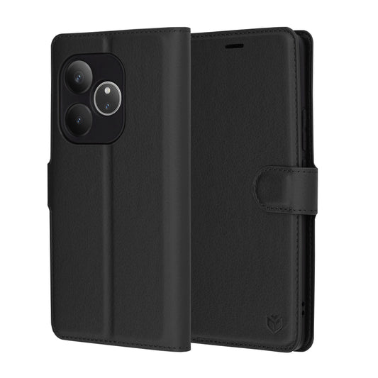 Futrola za Realme GT 6T / GT 6, Techsuit, Kožna Folio, Crna