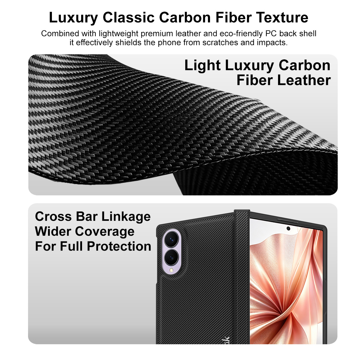 Maska za Samsung Galaxy Z Fold8 F971, Imak, Karbon, Crna