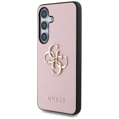 Futrola za Samsung Galaxy S25+ S936, Guess, 4G Grained Big and Classic Logo, Roza, Ponovno zapečaćena
