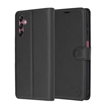 Futrola za Samsung Galaxy A14 A145 / A14 5G A146, Techsuit, Kožna Folio, Crna