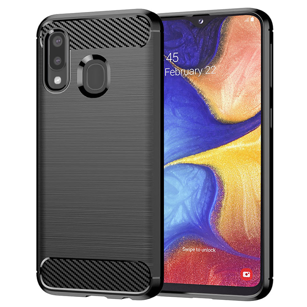 Maska za Samsung Galaxy A20e A202, Techsuit, Karbon, Crna