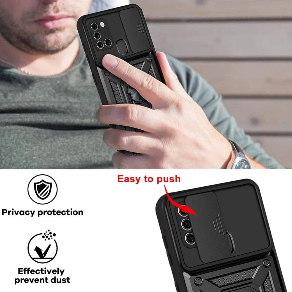 Maska za Samsung Galaxy A21s A217, Techsuit, CamShield, Crna
