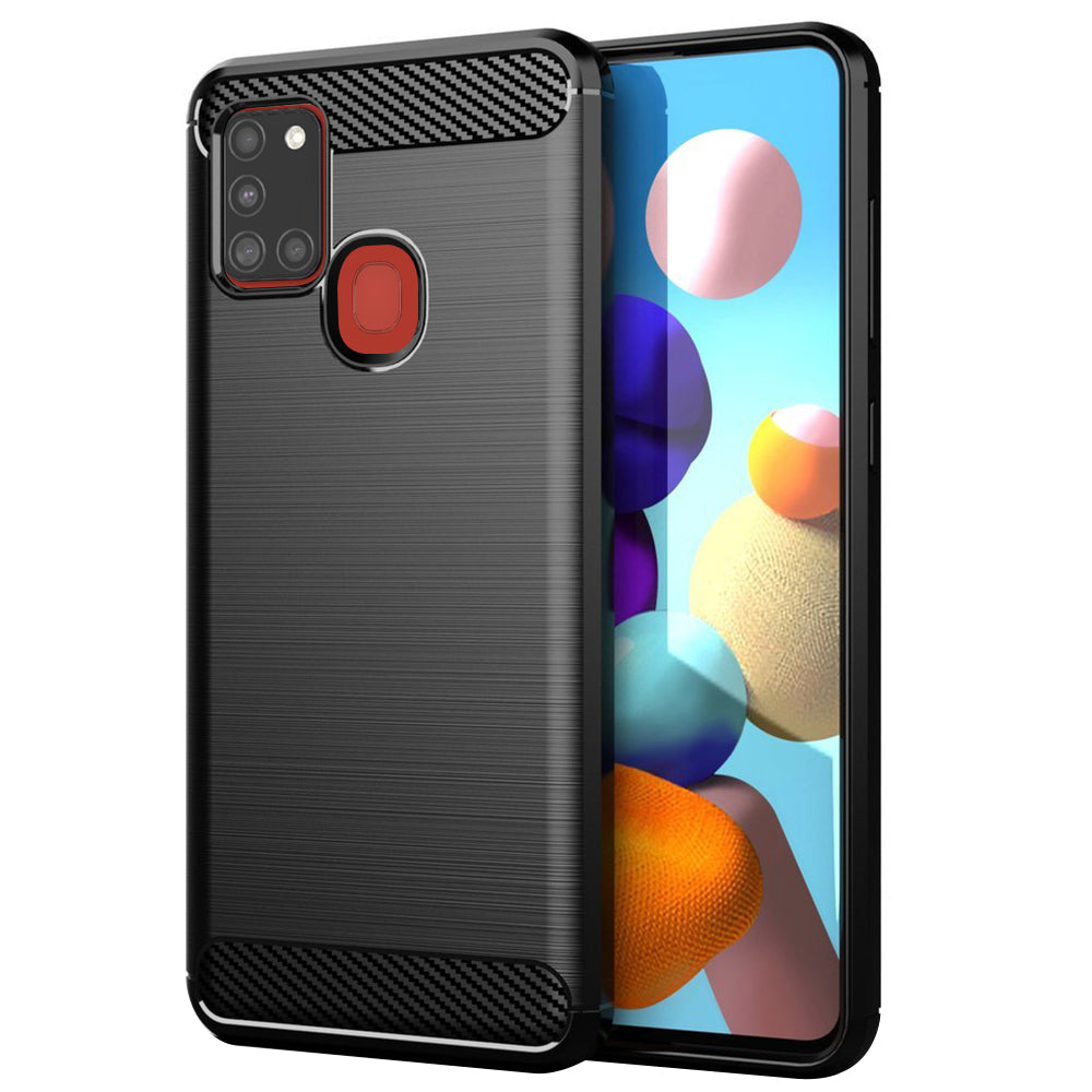 Maska za Samsung Galaxy A21s A217, Techsuit, Karbon, Crna