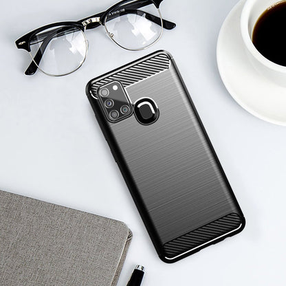 Maska za Samsung Galaxy A21s A217, Techsuit, Karbon, Crna