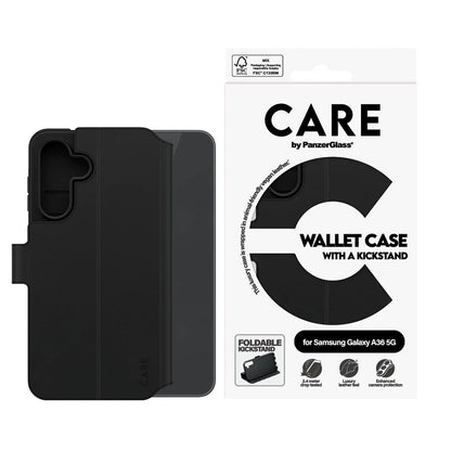 Futrola za Samsung Galaxy A36 A366, PanzerGlass, Care Feature Kickstand Wallet, Crna