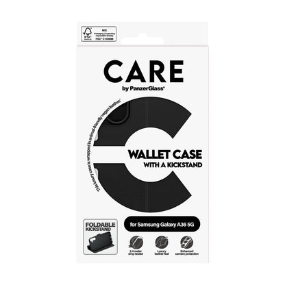 Futrola za Samsung Galaxy A36 A366, PanzerGlass, Care Feature Kickstand Wallet, Crna
