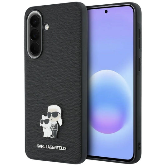 Maska za Samsung Galaxy A37 5G, Karl Lagerfeld, Saffiano Karl & Choupette Metal, Crna