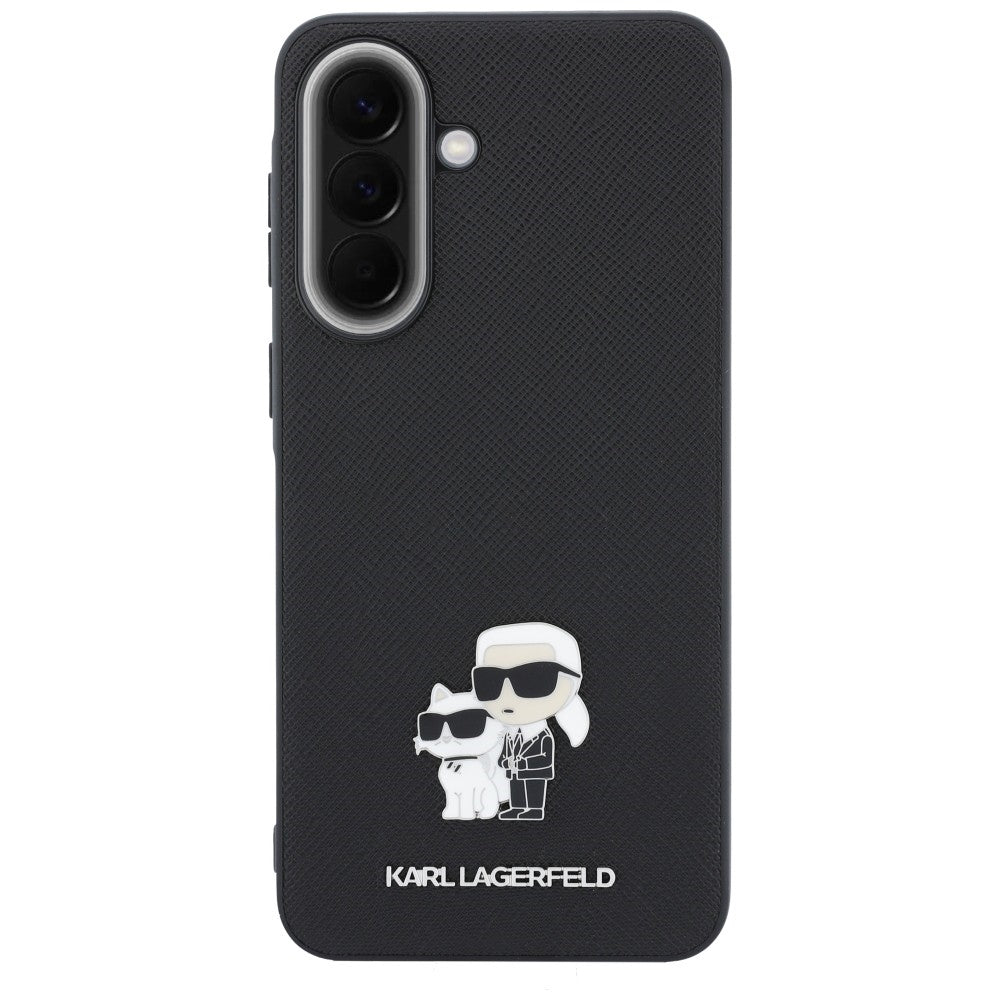 Maska za Samsung Galaxy A37 5G, Karl Lagerfeld, Saffiano Karl & Choupette Metal, Crna