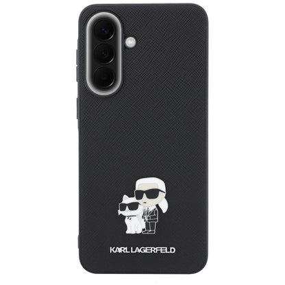 Maska za Samsung Galaxy A37 5G, Karl Lagerfeld, Saffiano Karl & Choupette Metal, Crna