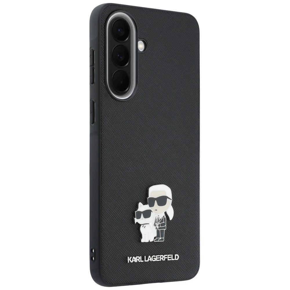 Maska za Samsung Galaxy A37 5G, Karl Lagerfeld, Saffiano Karl & Choupette Metal, Crna