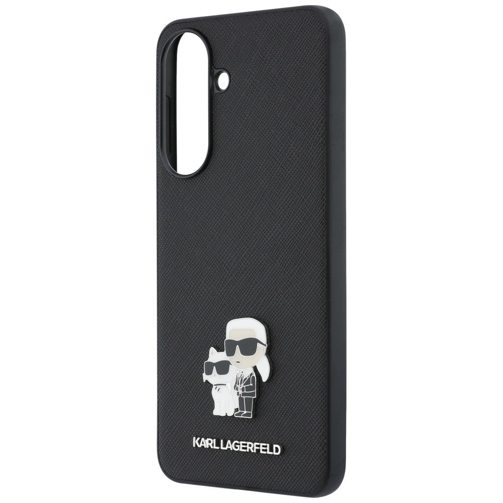 Maska za Samsung Galaxy A37 5G, Karl Lagerfeld, Saffiano Karl & Choupette Metal, Crna