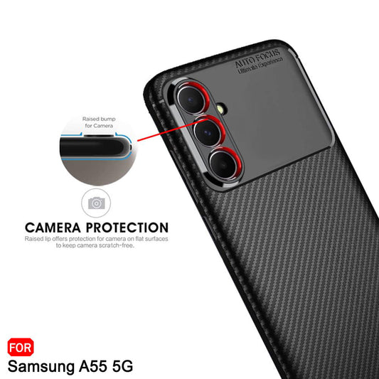 Maska za Samsung Galaxy A55 5G A556, Techsuit, CarbonFiber, Crna