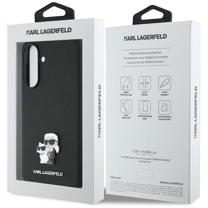 Futrola za Samsung Galaxy A56 A566, Karl Lagerfeld, Saffiano Karl & Choupette Metal, Crna