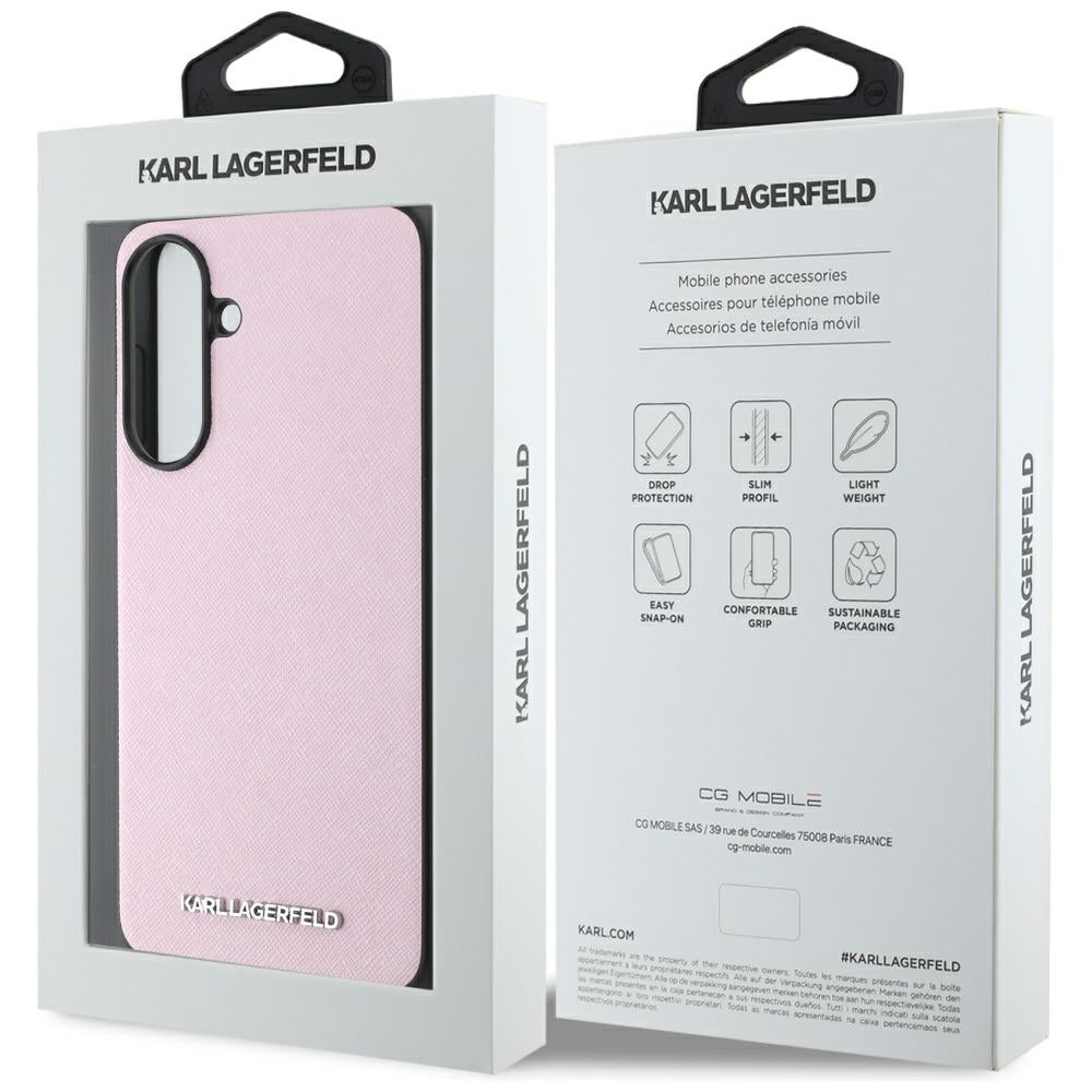 Futrola za Samsung Galaxy A56 A566, Karl Lagerfeld, Saffiano Metal Logo, Roza