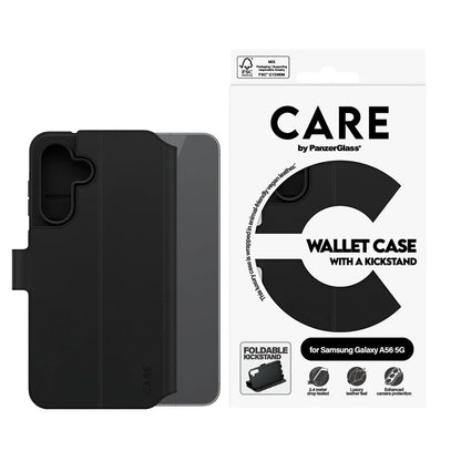 Futrola za Samsung Galaxy A56 A566, PanzerGlass, Care Feature Kickstand Wallet, Crna
