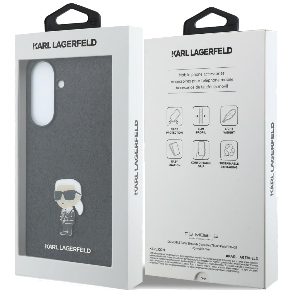 Maska za Samsung Galaxy A57 5G, Karl Lagerfeld, Glitter Fixed Ikonik Karl, Crna