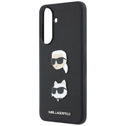 Maska za Samsung Galaxy A57 5G, Karl Lagerfeld, Grained Karl & Choupette's Heads Pins and Logo, Crna