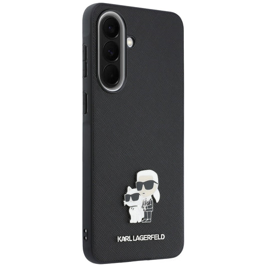 Maska za Samsung Galaxy A57 5G, Karl Lagerfeld, Saffiano Karl & Choupette Metal, Crna