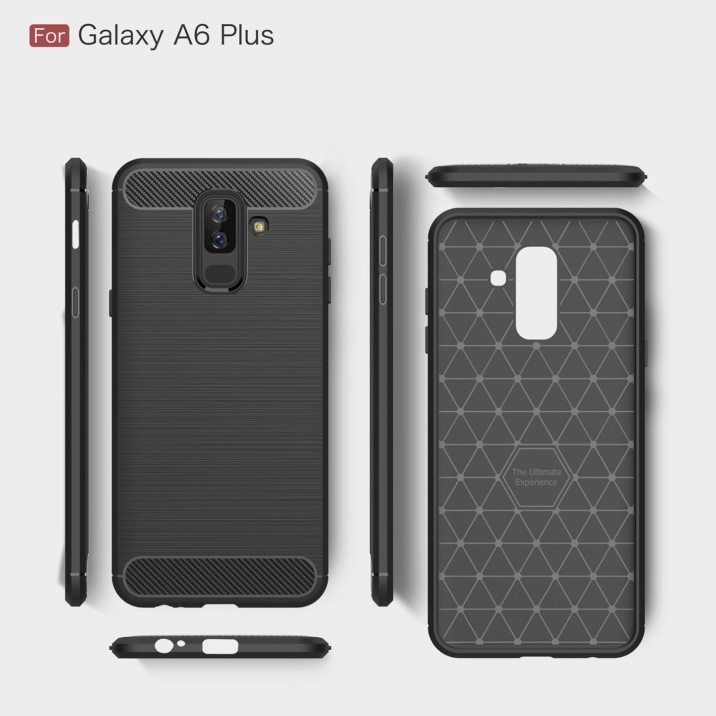 Maska za Samsung Galaxy A6 Plus (2018) A605, Techsuit, Karbon, Crna