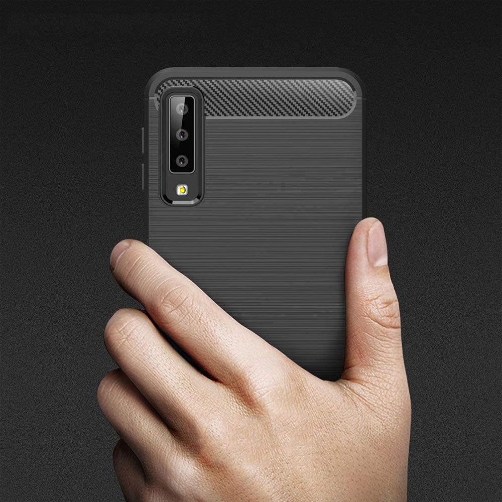 Maska za Samsung Galaxy A7 (2018) A750, Techsuit, Karbon, Crna