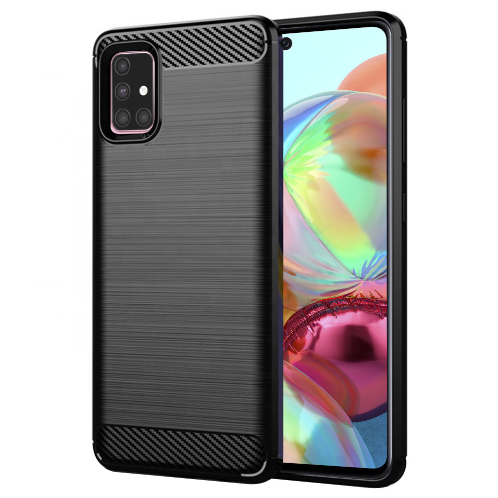 Maska za Samsung Galaxy A71 A715, Techsuit, Karbon, Crna