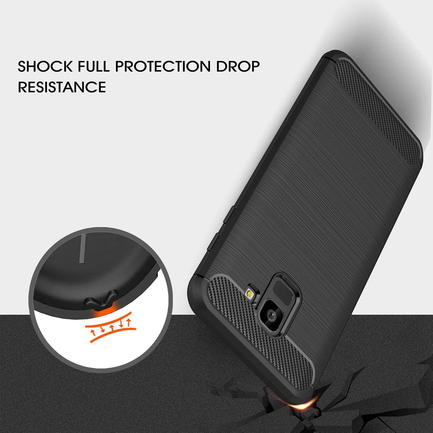 Maska za Samsung Galaxy J6 J600, Techsuit, Karbon, Crna