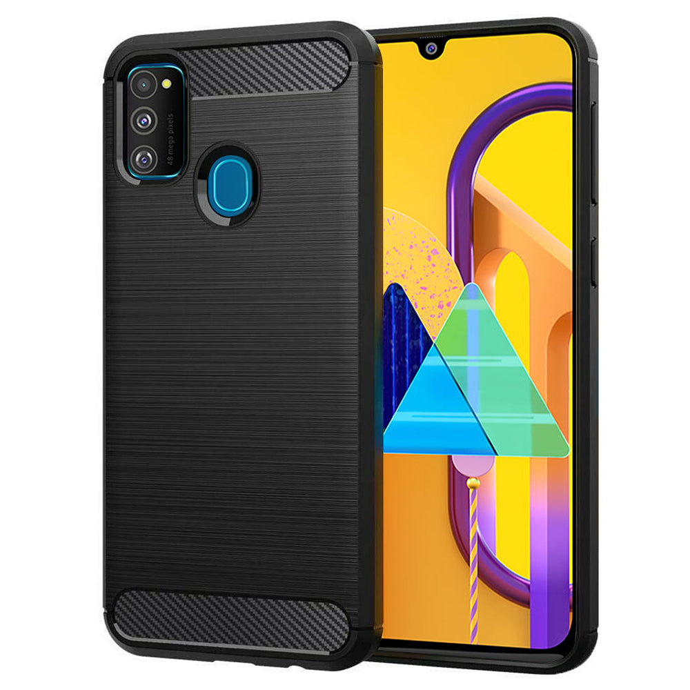 Maska za Samsung Galaxy M21 M215 / M30s M307, Techsuit, Karbon, Crna