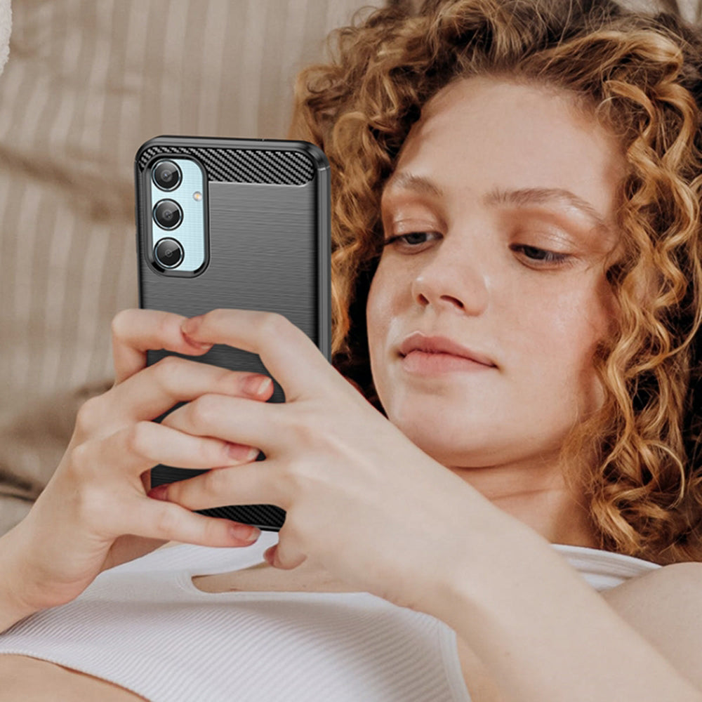 Maska za Samsung Galaxy M35, Techsuit, Karbon, Crna