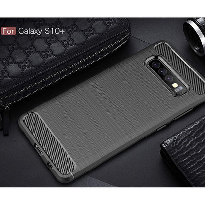 Maska za Samsung Galaxy S10+ G975, Techsuit, Karbon, Crna