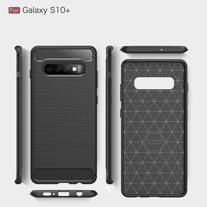 Maska za Samsung Galaxy S10+ G975, Techsuit, Karbon, Crna