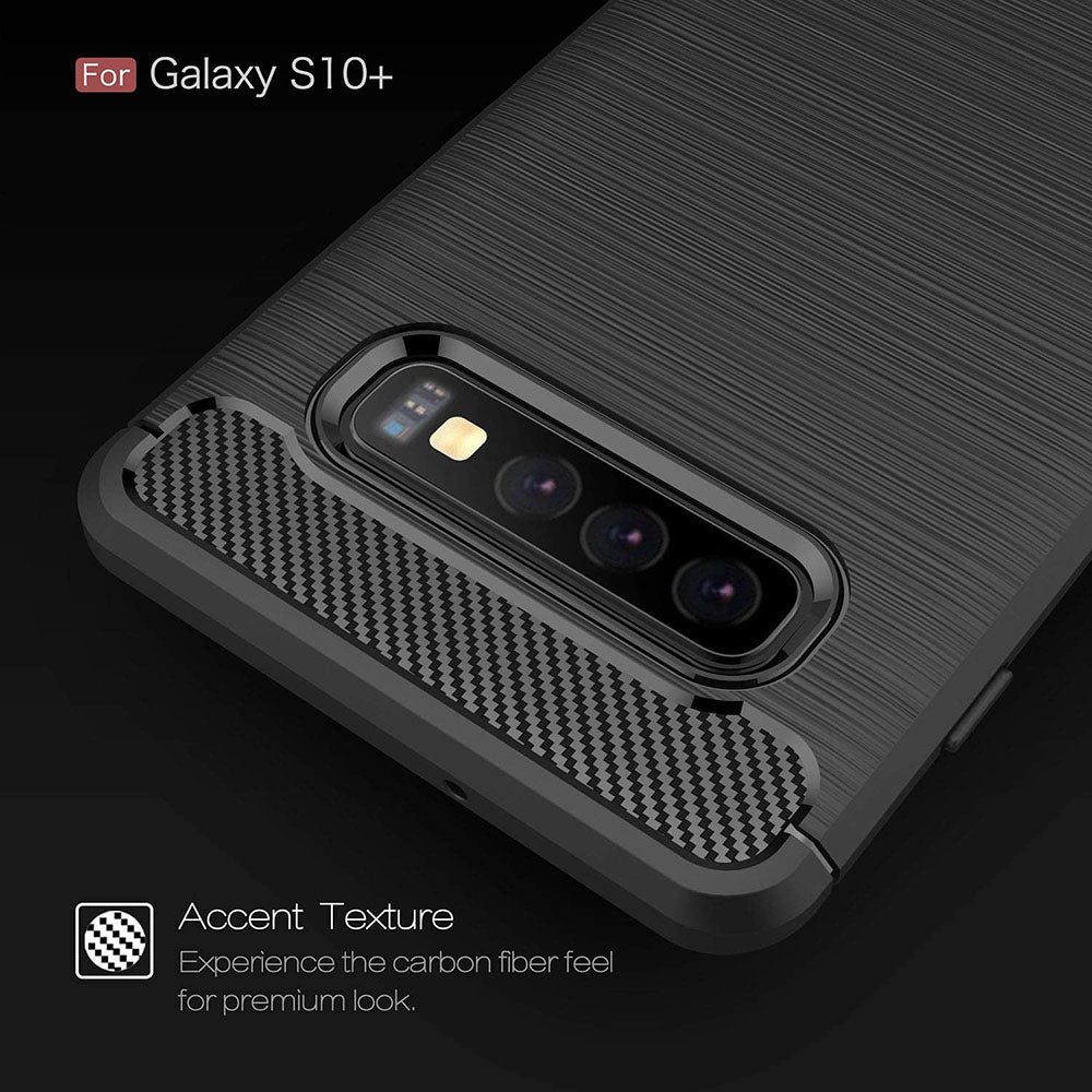 Maska za Samsung Galaxy S10+ G975, Techsuit, Karbon, Crna