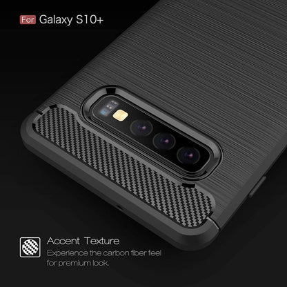 Maska za Samsung Galaxy S10+ G975, Techsuit, Karbon, Crna