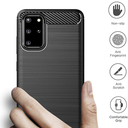 Maska za Samsung Galaxy S20+ 5G G986 / S20+ G985, Techsuit, Karbon, Crna