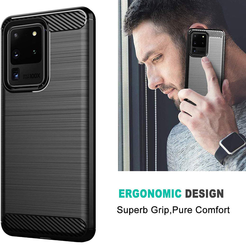Maska za Samsung Galaxy S20 Ultra 5G G988 / S20 Ultra G988, Techsuit, Karbon, Crna